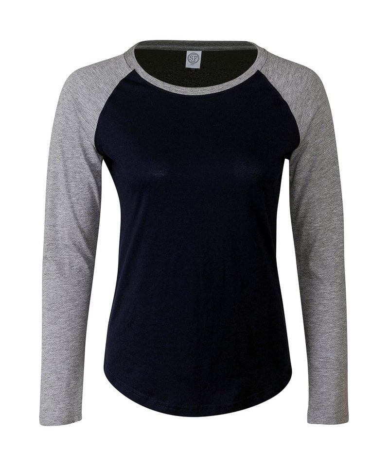 SF Skinni Fit Women's Shaped Long Sleeve Baseball T-Shirt SK271