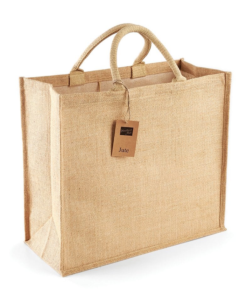 Westford Mill Cotton Carry Handle Jumbo Jute Shopper Bag WM408